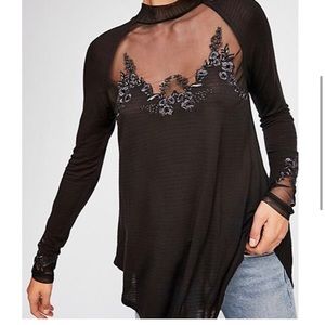 Free people saheli embroidered mesh top